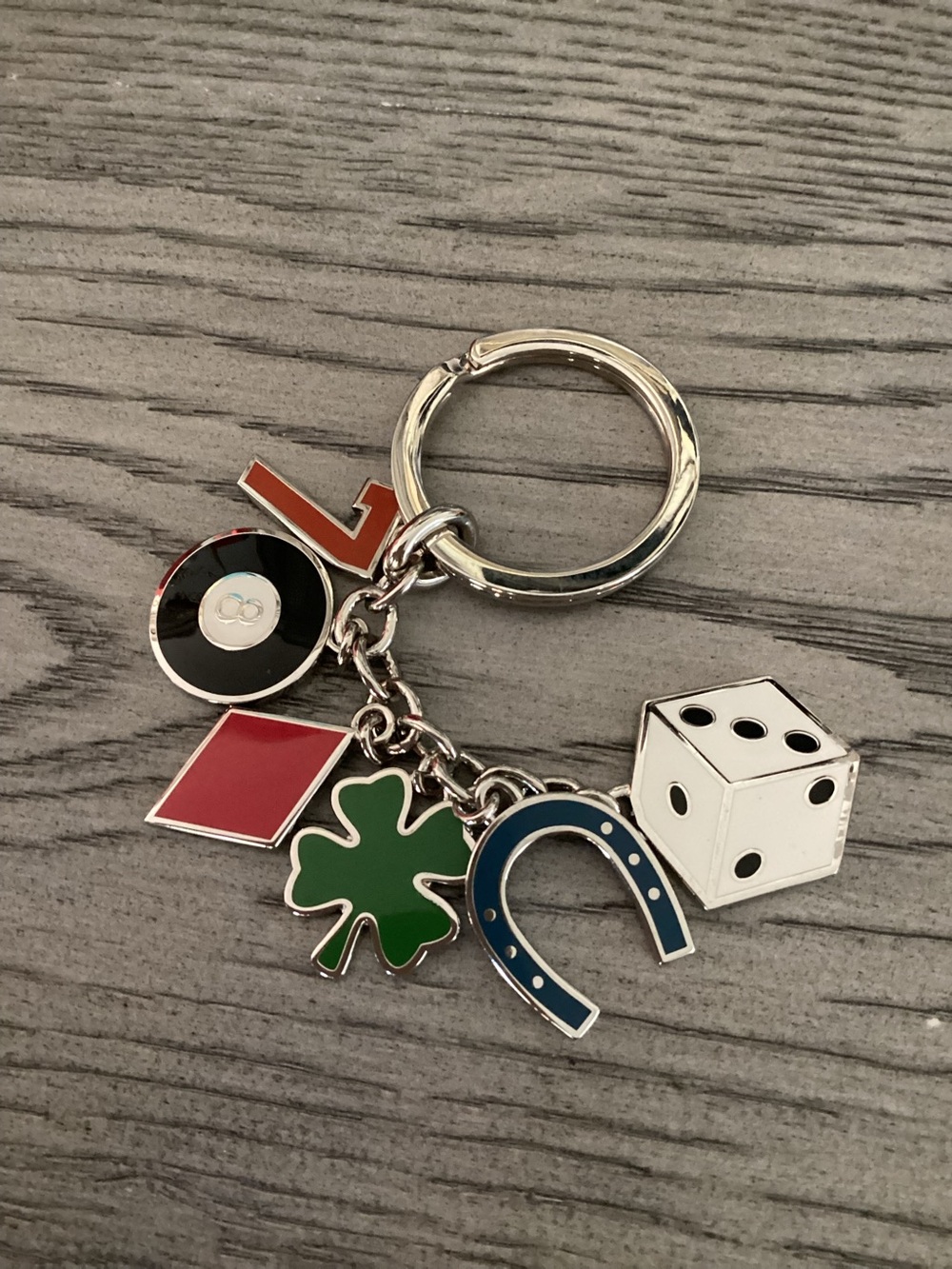 Coach Luck & Game Symbols Multi-Charm Keychain - Green, Blue, White, Red, Black